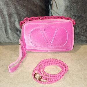 Valentino Beauty Pink Velvet Cosmetic Pouch